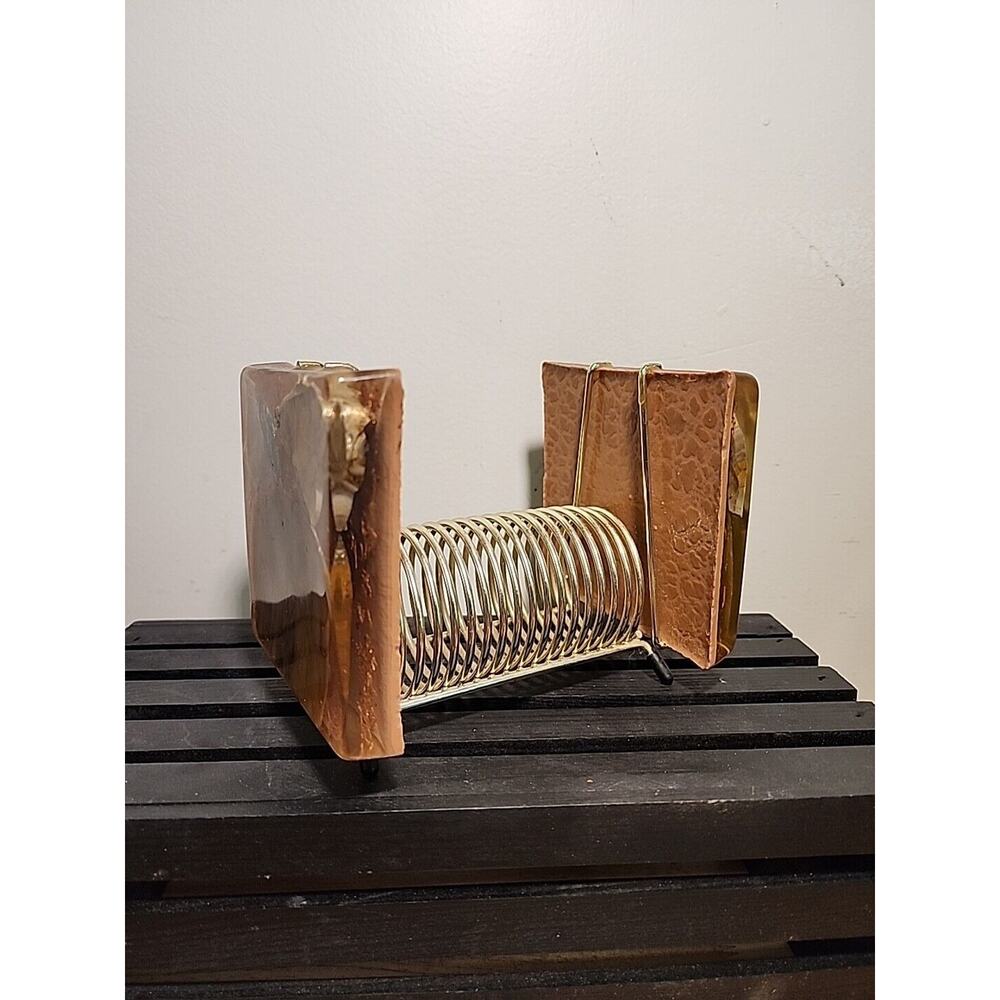 Mid Century Agate Lucite Block Sprial Letter Holder Madmen Inlay Vintage